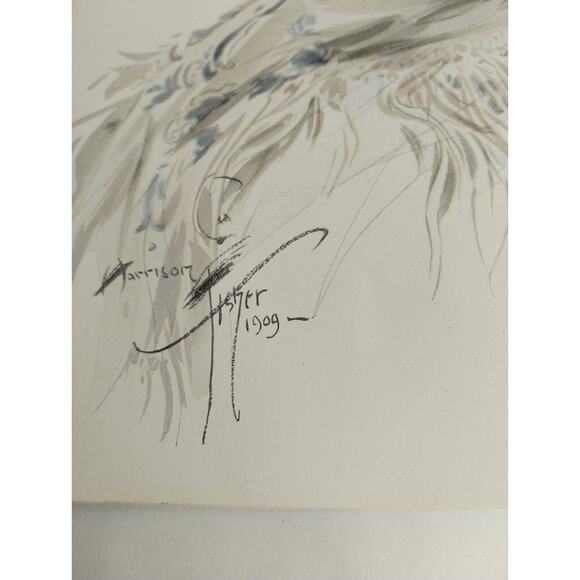 Harrison Fisher Girl in WHITE SCARF 1909 Antique Art Deco Print - Picture 4 of 7